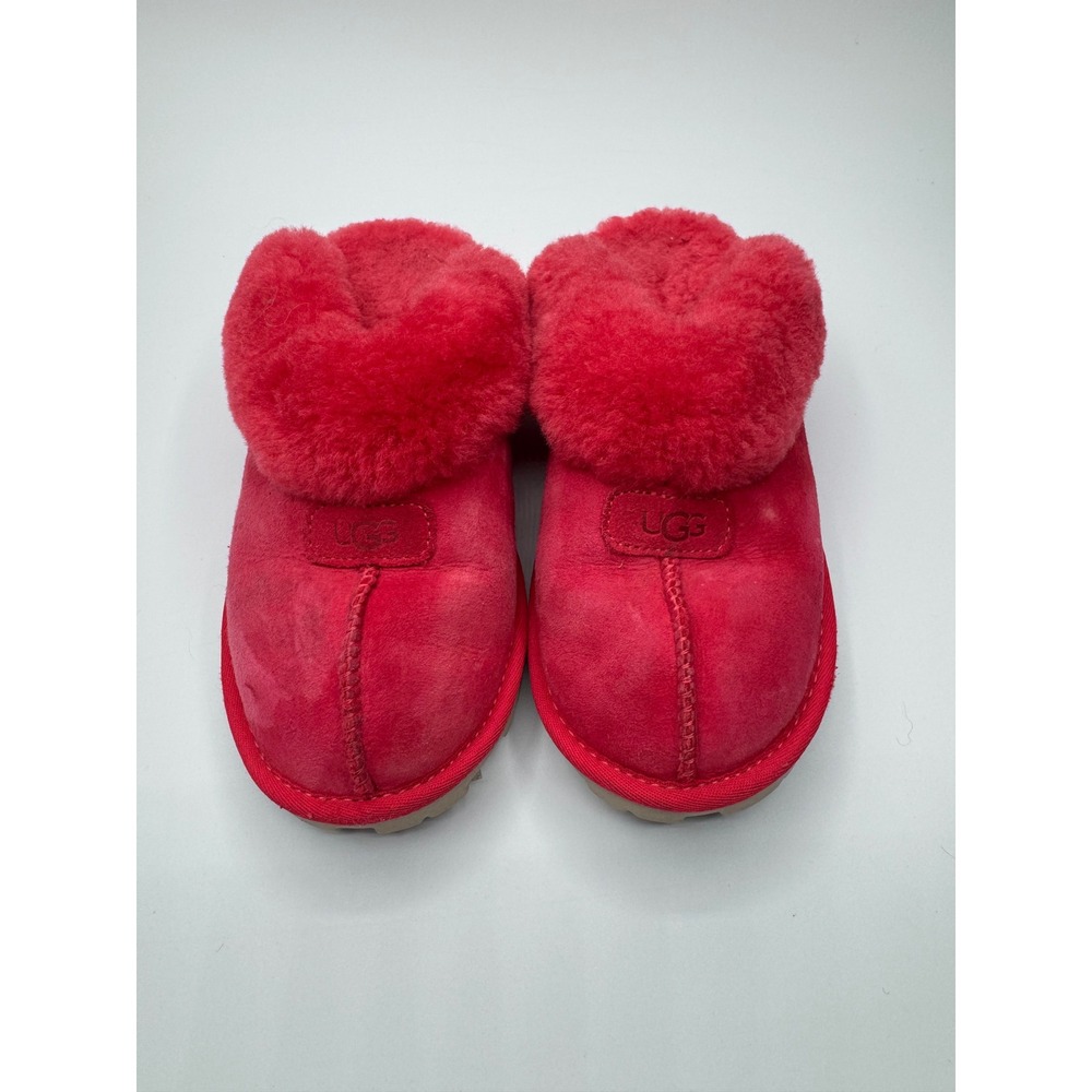 UGG Coquette Sheepskin Slippers Ribbon Red Red Furry Size 7